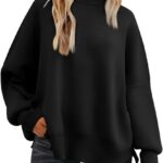 LILLUSORY Women’s Oversized Batwing Sweaters 2025 Fall Outfits Trendy Crewneck Knit Side Slit Fashion Pullover Tops