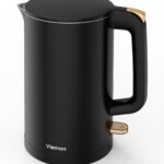 Electric Kettle, 1.7L Double Wall Stainless Steel Cool Touch, Water Boiler & Heater, 1500W Hot Tea Pot, Auto Shut-Off & Boil Dry Protection, BPA-Free, Cordless Base & LED Indicator, Black