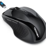 TECKNET Rechargeable Jiggler Wireless Mouse (BT5.0/3.0 & 2.4G) 4800 DPI Silent USB A & Bluetooth Mouse 6 Buttons, Wide Compatibility – Black