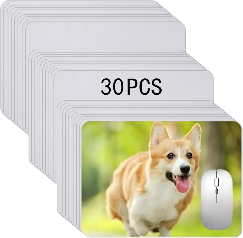 30 PCS White Mouse pad for Heat Press Printing, Mousepad for Heat Transfer Crafts Custom Photos Non Slip Bottom 24x20x0.2CM