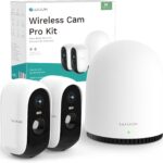 WUUK Indoor Outdoor Security Camera Wireless 2K, Homebase + 2 Cameras, No Monthly Fees, 32GB Storage, 2.4/5 GHz WiFi, 240 Days Battery Life, Night Vision, Compatible with Alexa & Google