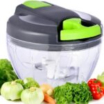 Manual Food Processor Vegetable Chopper, Compact Hand Pull Cord Garlic Crusher Onion Dicer for Herbs, Carrots, Pears 500ml£¨green£©