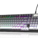 IP98 Gaming Keyboard – Wired Keyboard with RGB Backlighting, IPX8 Water Resistance, and Side Printed PBT Translucent Keycaps, Suitable for Gaming or Work (Gray-White)
