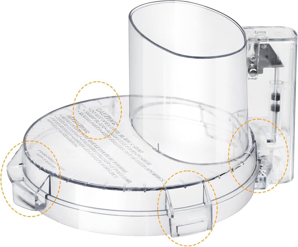 4 Locking Tabs DFP-14NWBCT1 Replacement Clear Food Processor Work Bowl Cover, Compatible with Cuisinart Tritan food Processor Only fits Bowl DLC-005AGTXT1,Fits Model DFP-14, DFP-14BCN, DFP-14BCHN