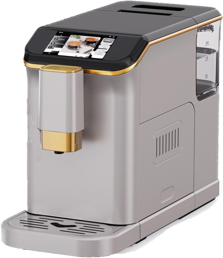 GarveeLife Fully Automatic Espresso Machine w/Integrated Milk Frothing and Coffee Grinder 15 Grind Settings 20 Bars of Pressure Space Saving Energy Efficient Thermoblock Heating