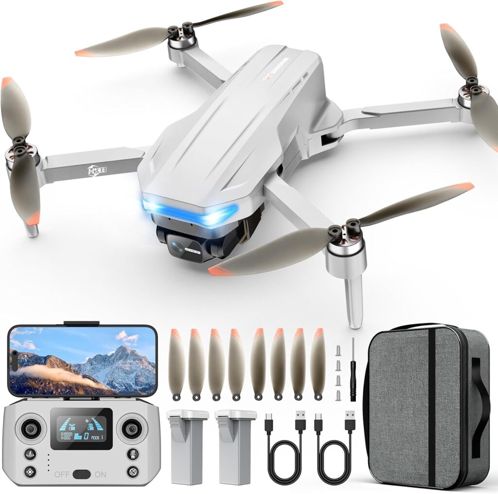 Drones with Camera for Adults 4K, GPS Auto Return, Waypoint Flight, Orbit Fly, GPS Follow, Gesture Control, Foldable Drone with Brushless Motor, 249g Light, 48 Mins Flight Time with 2 Batteries