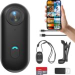 H7 64GB 1080P Thumb Action Camera, Mini Body Cameras, Wearable Pocket Vlogging Camera with Magnetic Lanyard, Small Portable Body Cam Helmet Cam for Work, Cycling, Travel, Pet Walking