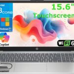 HP 15.6″ Touchscreen Laptop Computer for Business Home, 8GB DDR4 RAM, 256GB PCIe SSD, Intel Processor Octa-Core, FHD, WiFi 6, Bluetooth 5.4, Numeric Keypad, Moonlight Blue, Windows 11 Pro, 8 in 1 HUB