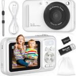 Digital Camera for Kids, WITYEAH 48MP FHD Point and Shoot Digital Cameras with 16X Zoom Anti-Shake, Compact Portable Cameras for Photography, for Boys Girls Teens Beginners, White