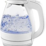 OVENTE Electric Kettle, 1.5L Borosilicate Glass Countertop Water Heater and Boiler for Coffee or Tea, BPA-Free, Auto Shut-Off, Boil-Dry Protection, Removable and Washable Spout Filter, White KG83W