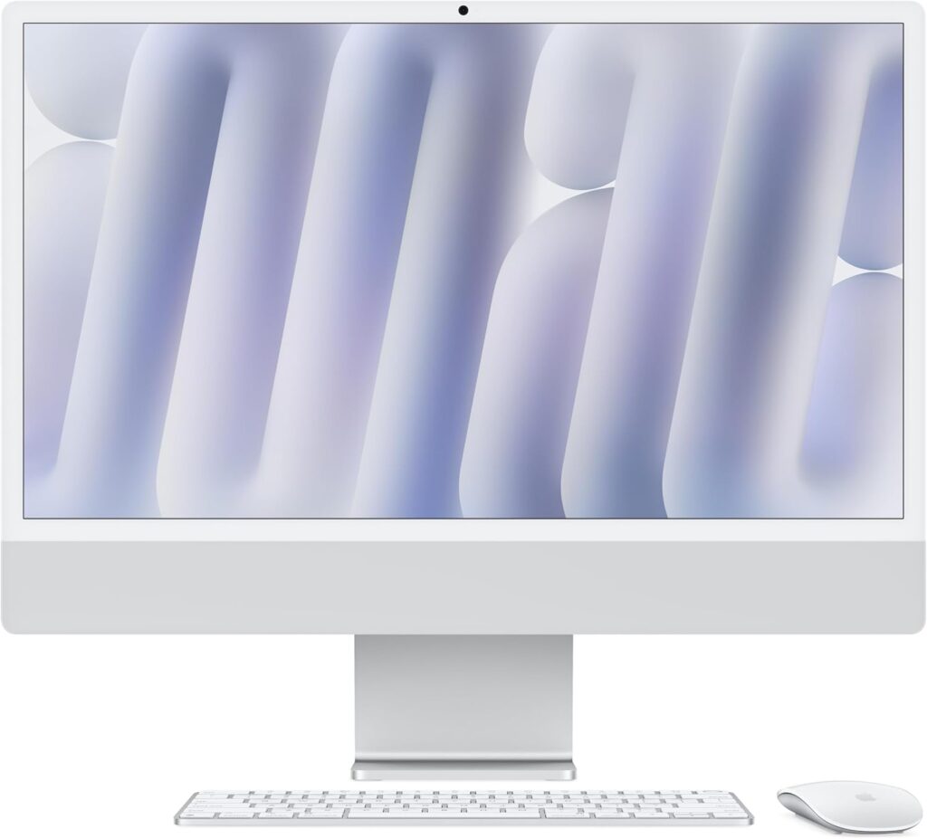Apple 2024 iMac All-in-One Desktop Computer with M4 chip, 10-core CPU, 10-core GPU: Built for Apple Intelligence, 24-inch Display, Nano-Texture Glass, 16GB Unified Memory, 256GB SSD Storage; Silver