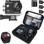REMALI CaptureCam 4K60FPS Waterproof Action Camera 21-Piece Complete Kit and 3 Batteries — Amazing Family Sports Camera That Captures Best Moments — Great for Baseball, Fishing & Travel Adventures