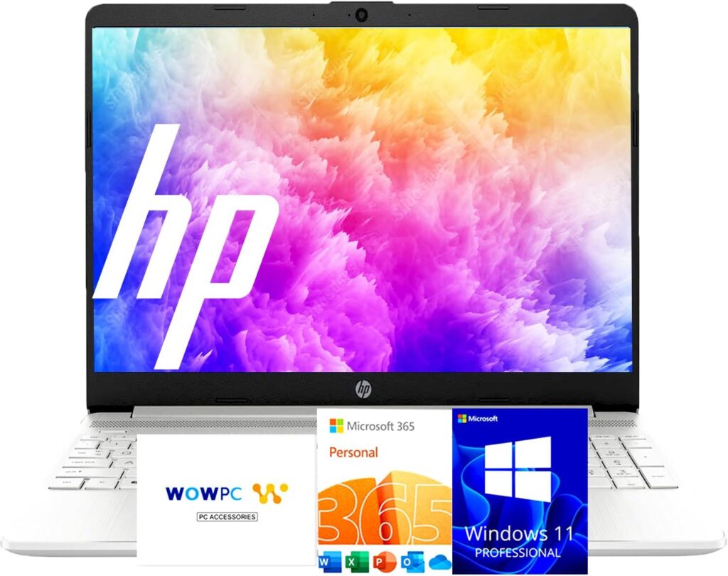 HP 2025 Latest 15.6” Limited Edition with Microsoft Office 365, Powerful Intel 4-core Processor, 16GB RM, 512GB, 15.6″ Micro Edge LED Display, SD Card Reader, HDMI, Windows 11 Pro, WOWPC USB