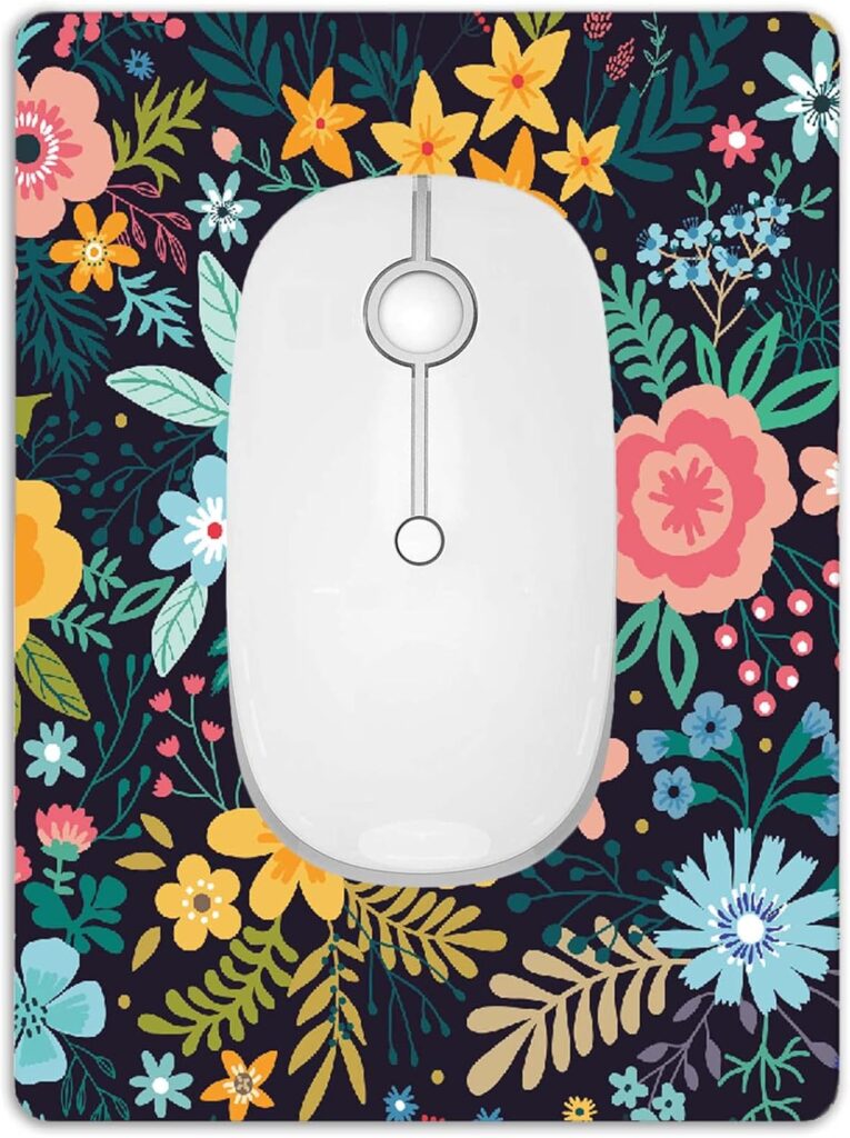 Small Mouse Pad, Mini Mouse Pad 6 X 8 Inch with Non-Slip Rubber Base for Keyboard Tray Laptops Wireless Mouse Home Office Travel, Washable & Portable (Beautiful Flowers)