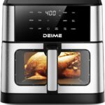 DEIME Air Fryer 10.2 QT Oilless 1700W Large Capacity Oven Air Fryers Healthy Cooker with 10 Preset, Large AirFryer for Families Visual Cooking Window, Non-Stick Basket, Included Recipe