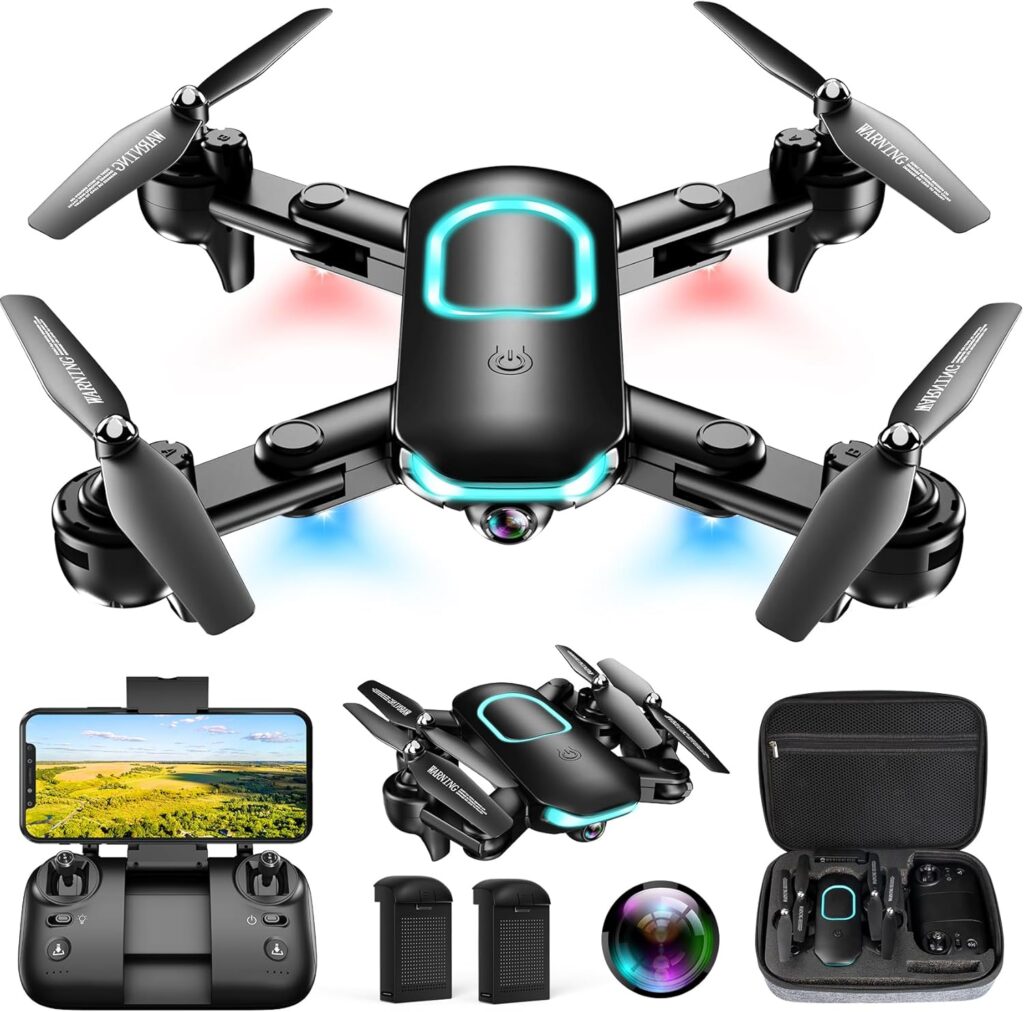 Drone with Camera, Foldable Drone for Beginners with 1080P Camera, Upgrade Altitude Hold, Circle/Rotating/Waypoint Fly, 3D Flip, One Key Start, 3 Speed Mode, 2 Batteries