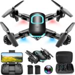 Drone with Camera, Foldable Drone for Beginners with 1080P Camera, Upgrade Altitude Hold, Circle/Rotating/Waypoint Fly, 3D Flip, One Key Start, 3 Speed Mode, 2 Batteries