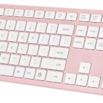 LeadsaiL Pink Wireless Keyboard, 2.4GHz Full-Sized Ergonomic Computer Keyboard, Cordless Noiseless Keyboard,12 FN Shortcuts for Windows MacOS Laptop Computer