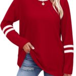 Sampeel Long Sleeve Shirts for Women Color Block Casual Tops Fall Outfits 2025 Basic Tees Trendy Clothes
