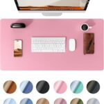 YSAGi Leather Desk Pad Protector, Large Mouse Pad, Non-Slip PU Leather Desk Blotter, Laptop Desk Pad/Mat, Waterproof Writing Pad for Office and Home (23.6″ x 13.8″, Pink)
