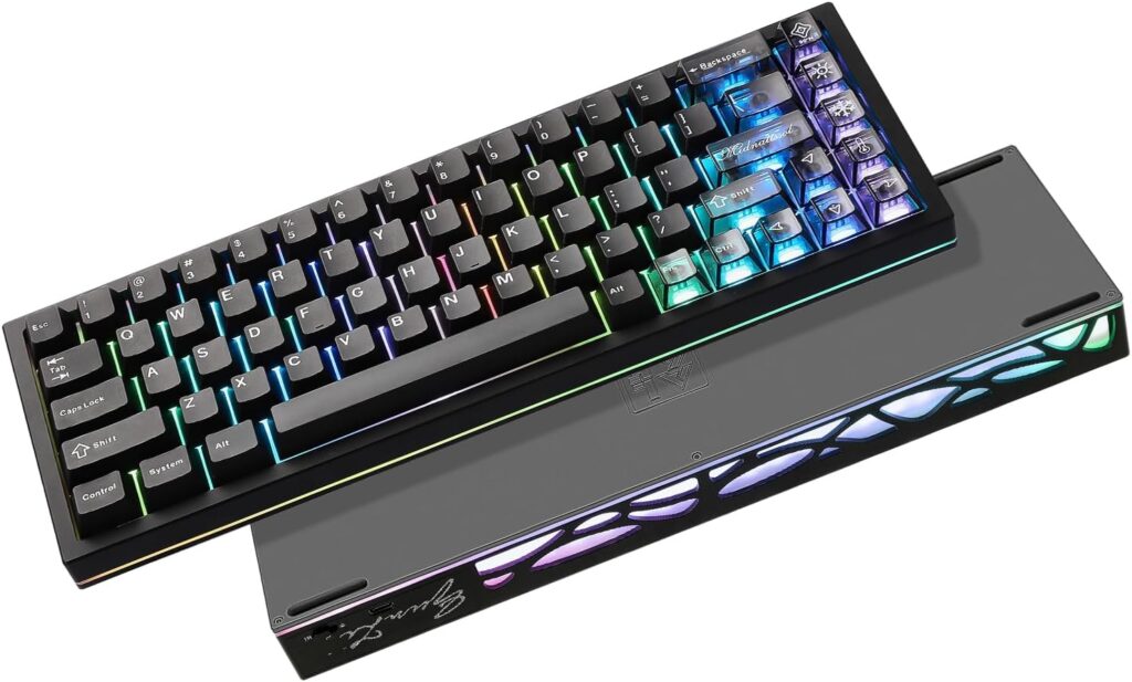 YUNZII AL65 Wireless Mechanical Keyboard, Full Aluminum CNC,Support QMK/VIA Software Gasket Structure,60% Hot Swappable with RGB Backlit BT/2.4G/USB-C for Mac/Windows(Black, Gateron Zero)