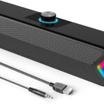 LENRUE Computer Speakers,Wired USB-Powered Sound-bar with 10W Stereo Sound for PC Desktop,Plug-n-Play (A39PRO /Black)