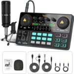MAONO MaonoCaster Lite AU-AM200-S1 All-in-One Podcast Equipment Set with 3.5mm Microphone for Live Streaming, Podcast Recording, PC, Smartphone