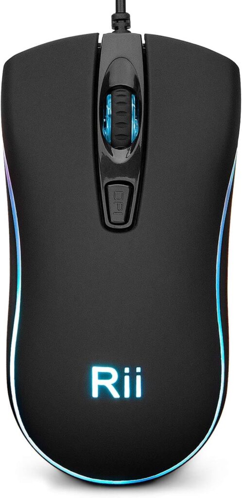 Rii RM105 Wired Mouse,Computer Mouse with Colorful RGB Backlight,Comfortable Grip Ergonomic Optical,USB Wired Mice Support Windows PC, Laptop,Desktop,Notebook,Chromebook