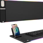 Birthday Gifts for Men Women,Wireless Phone Charger with Mouse Pad,RGB Gaming Mouse Pad with Phone Holder, 15W Fast Wireless Charging Desk Mat with Ultra-Smooth Surface for MacBook PC Laptop Computer