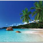 Mouse Pad, Square Mousepad, Gaming Mouse Mat with Anti-Slip Rubber Base for Computer, Laptop, Easy Gliding, Waterproof, Durable (Palm Tree Beach)
