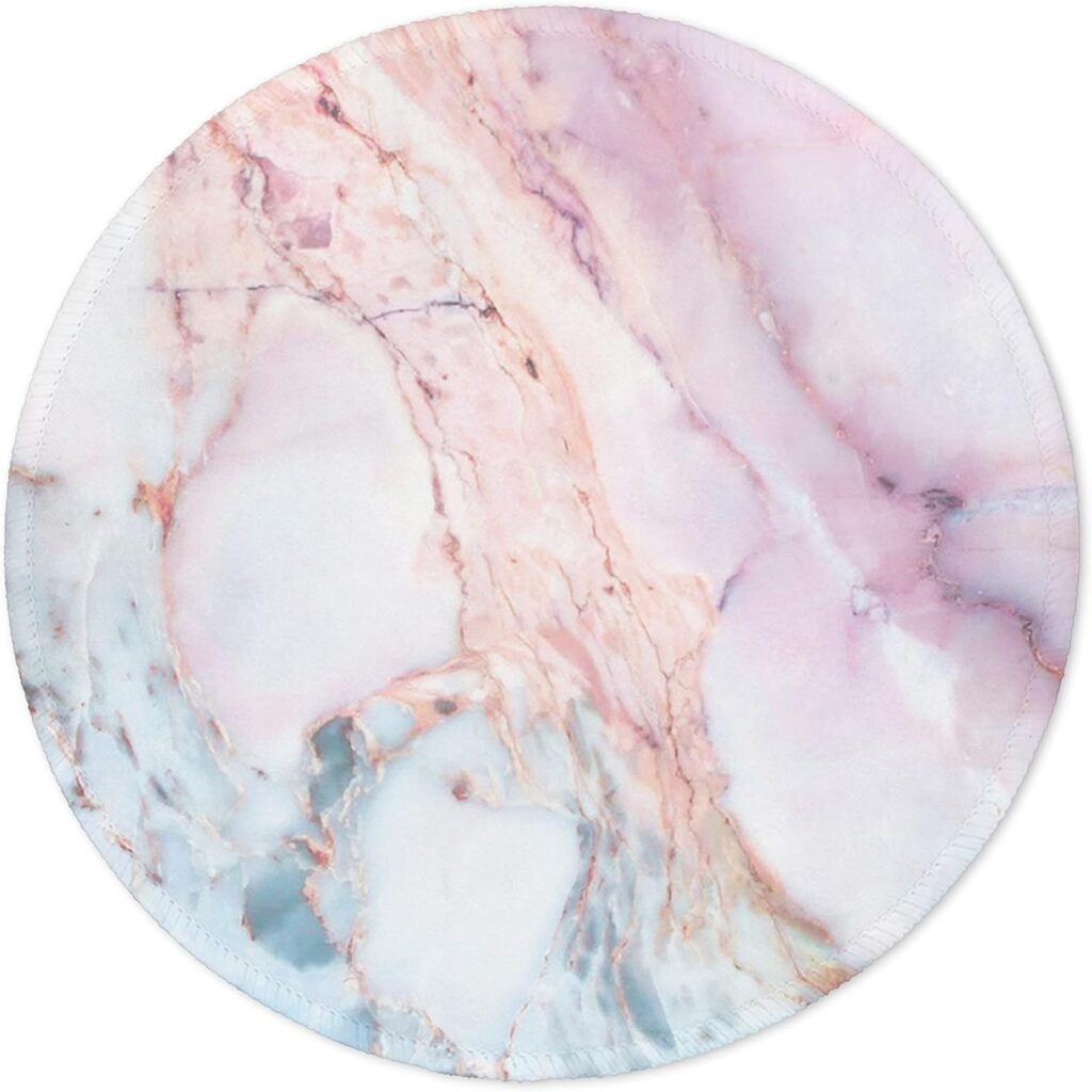 ITNRSIIET Marble Round Mouse Pad Pink Marble Customized Premium-Textured Washable Desktop Protection Mouse Mat with Non-Slip Rubber Base 7.87×7.87×0.12 inches, Pink Marble