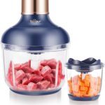 Bear Food Processor, Electric Food Chopper with 2 Glass Bowls (8 Cup+2.5 Cup), 400W Power Grinder with 2 Sets Stainless Steel Blades, 2 Speed for Meat, Vegetables, and Baby Food
