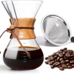 Pour Over Coffee Maker 27 OZ, 8 Cup Borosilicate Glass Drip Coffee Maker with Reusable Stainless Steel Filter and Cork Grip for Home Café 800 ML