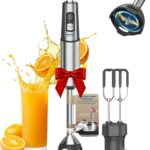 Anybear Immersion Blender, 1100W 2-in-1 Hand Held Blender with Full Copper Motor & Stainless Steel Body, 15 Speed & Turbo Mode Hand Mixer, Blade with Anti-scratch Coating (Gray)