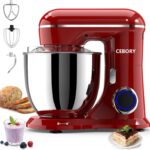 3-IN-1 Electric Stand Mixer, 6.5QT Bowl 660W 10-Speed Kitchen Mixer, Household Food Mixers include Dough Hook, Beater and Whisk, Bread Cake Mixer for Baking and Most Home Cooks, Red