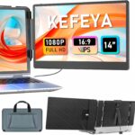 KEFEYA Laptop Screen Extender, 14″ Portable Monitor for Laptops 13-17″, 1080P FHD IPS Monitor Extender for Laptop with USB-C/HDMI Port, Plug n Play for Windows/Chrome/Mac/Switch/PS5