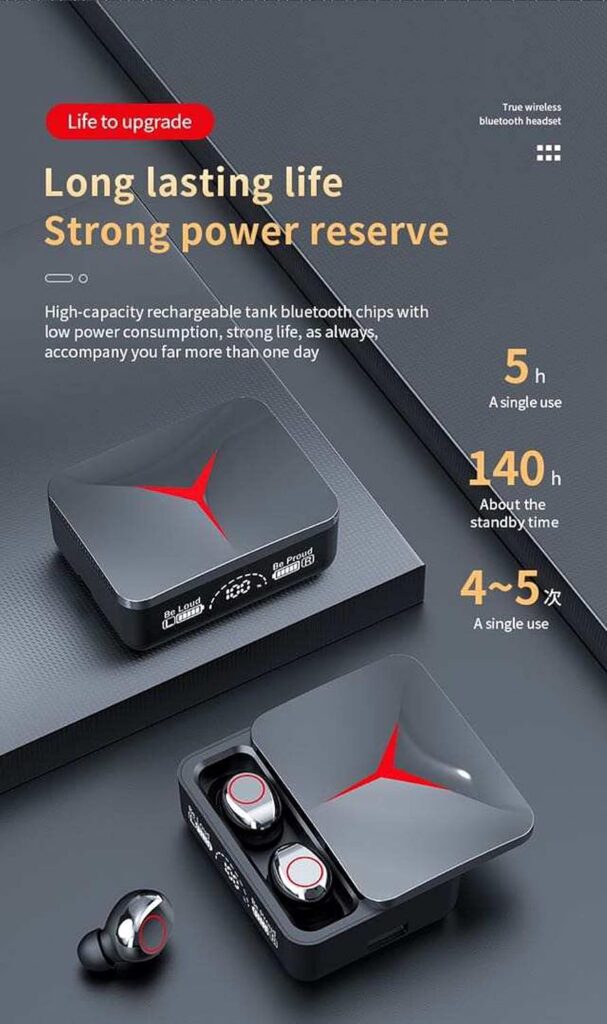 Gaming Headset Bluetooth Earphone with Mic Bass Audio Stereo HiFi TWS True M90 Wireless Earbuds Sports LED Headphones auriculare