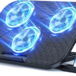 Laptop Cooling Pad, Laptop Cooler 3 Fans for 12-17 Inch Laptops, Height Adjustable Laptop Cooling Stand with 2 USB Port & Phone Holder