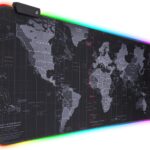 RGB Gaming Mouse Pad, Extra Large Gaming Mouse Mat for Gamer, Waterproof Office Desktop Mat with 14 Lighting Mode, Waterproof Desk Pad for PC Computer,Office (Map)