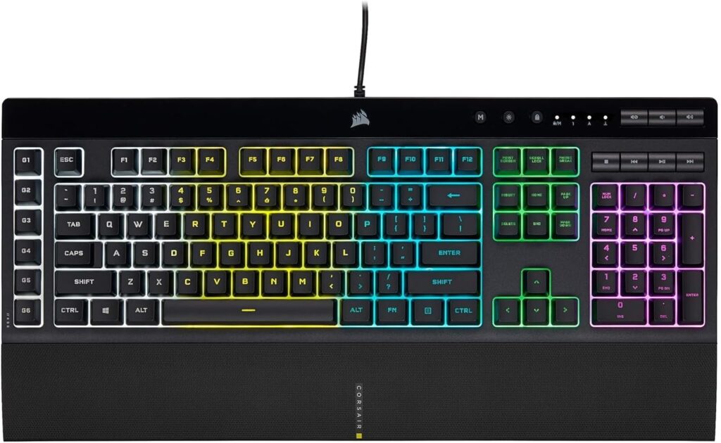 Corsair K55 RGB PRO Membrane Wired Gaming Keyboard – IP42 Dust and Spill-Resistant – 6 Macro Keys with Elgato Integration – iCUE Compatible – QWERTY NA – PC, Mac, Xbox – Black