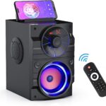 Portable Big Bluetooth Speakers with Light, Wireless with Subwoofer, FM Radio, LED Lights, EQ, Booming Bass, Bluetooth 4.2 Stereo Loud Outdoor/Indoor Retro , for Home, Camping, Travel
