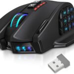 UtechSmart Venus Pro RGB Wireless MMO Gaming Mouse, 16,000 DPI Optical Sensor, 2.4 GHz Transmission Technology, Ergonomic Design, 16M Chroma RGB Lighting, 16 programmable Buttons, Up to 70 Hours