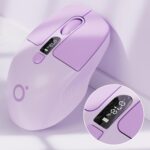 EWEADN Q1 Wireless Mouse, Bluetooth & 2.4G Silent Mouse Quiet Click with 1600 DPI Levels, Battery & DPI LED Screen Display, 6 Button Small Portable Cordless Mouse for Laptop/PC/Mac-Purple