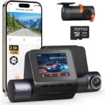 70mai Dash Cam Front and Rear – 2.5K+1080P Dual Dash Camera with HDR, Super Night Vision, F1.55 Aperture, 24H Parking Mode, Built-in Wi-Fi & GPS, G-Sensor, Loop Recording, 64GB Card Included (A410)