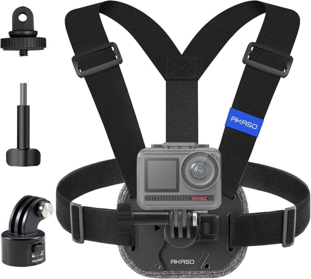 AKASO Quick Release Adjustable Chest Mount Harness Strap for GoPro Hero 13 12 11 10 9, EK7000/EK7000 Pro, V50 X, Brave 4/4 Pro/7 LE/7/8 Action Cameras