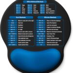 Mouse Pad with Wrist Rest – Ergonomic Memory Foam Support, Small Cute Excel Cheat Sheet Mousepad with Windows & Office Shortcuts, Non-Slip PU Base, for Computer Desk Laptop Travel, Black Blue