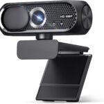 1080P HD Webcam with Microphone, Noise Cancellation, Privacy Cover, Wide-Angle Lens, Auto Light Correction, Plug & Play USB Webcam for Laptop, Desktop, PC, Mac, Zoom, Skype, Streaming (Black)