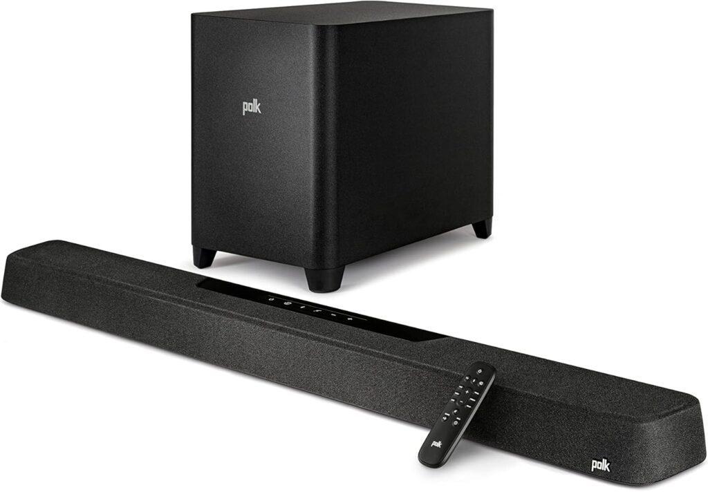 Polk Audio MagniFi Max AX 5.1.2 Channel Sound Bar with 10″ Wireless Subwoofer, Dolby Atmos and DTS:X Certified, Polk’s Patented VoiceAdjust & SDA Technologies, Easy Setup, Black