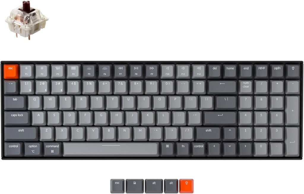 Keychron K4 96% Layout 100 Keys Wireless Bluetooth 5.1/Wired USB Mechanical Gaming Keyboard with Gateron G Pro Brown Switch White LED Backlight N-Key Rollover for Mac Windows PC-Version 2