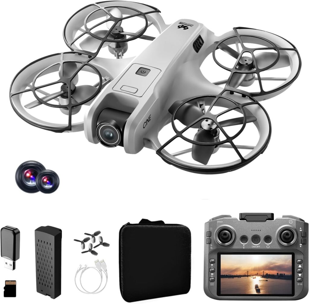 Drone with Camera for Adult Beginners, Brushless Motor, One Key Take Off/Land, Optical Flow Positioning Gesture Photo Video RC Quadcopter with Body Light 2 Battery V666 Drones Gift for Adults Beginner